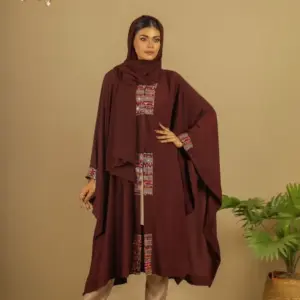 Aztec Border Cloak – Burgundy