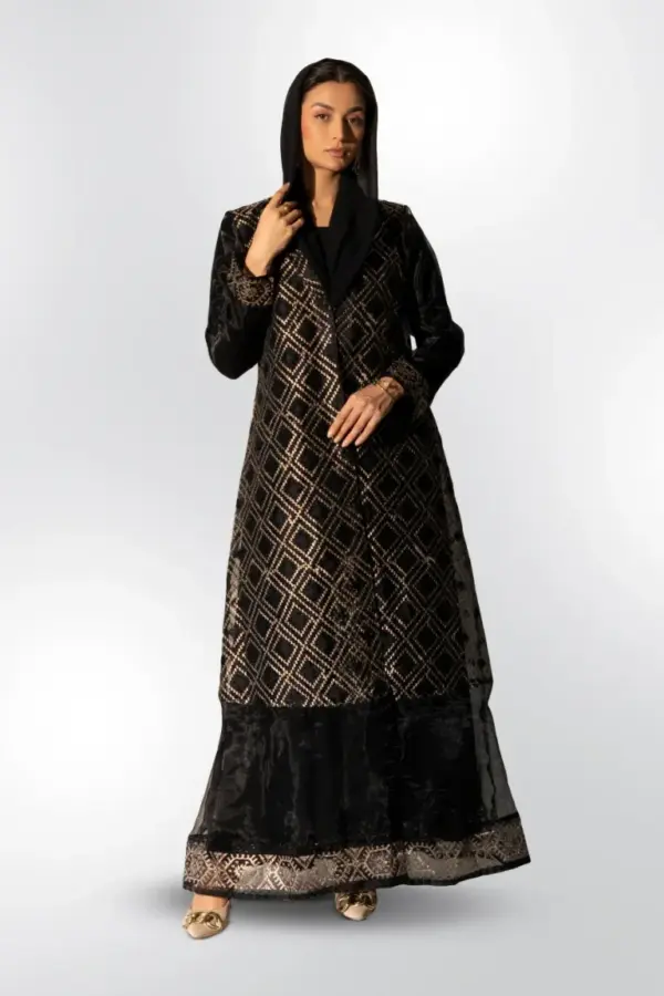 Aztec Long Jacket – Black