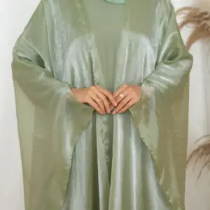 Glitzy Knot Abaya Set- Pistachio