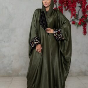 Warda Knot Abaya - OLIVE