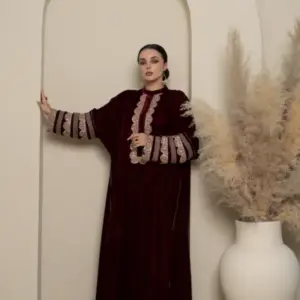 Velour Abaya - Maroon