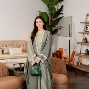 Frezia knot Abaya-PISTACHIO