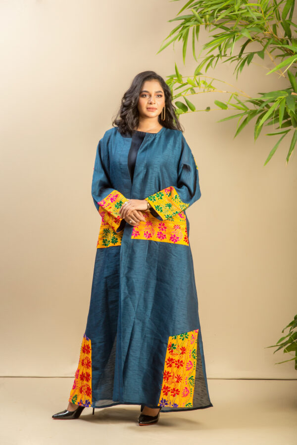 Folk Kimono - Turquoise Mustard