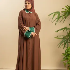 Medlar Collar Abaya - Dark Coffee