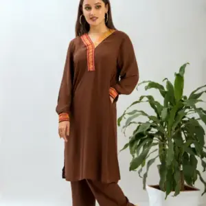 Lace Kurti Set- Coffee