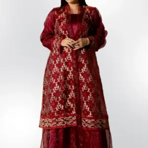 Paisley Long Jacket – Maroon