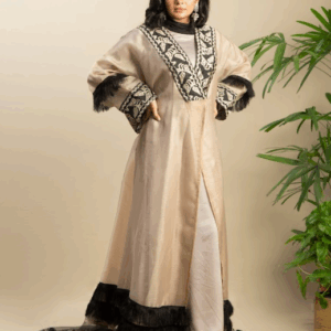 Paisley Long Tail Kimono - Beige-Black