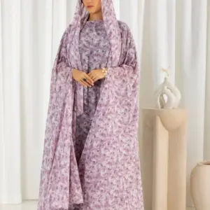 Printed Cape Gown Set – Mauve