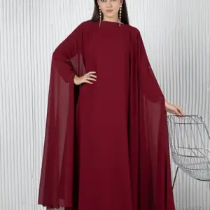 Solid Cape Gown – Maroon