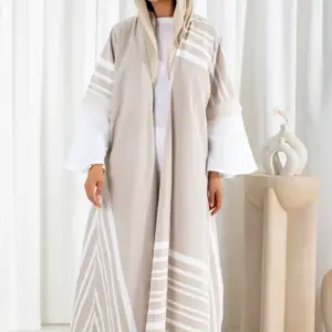 Striped abaya – Bisque